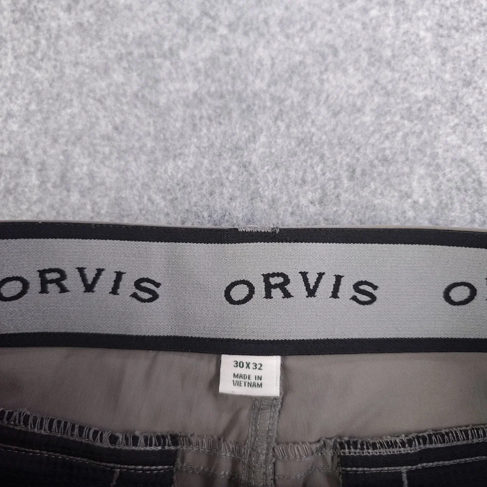 Orvis Pants Mens 30x32 Gray Zip Pocket Water Repellent Phone Pocket Hiking